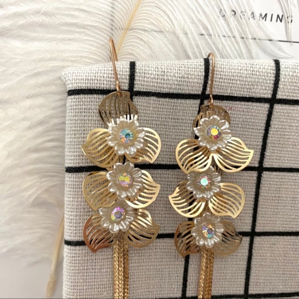 Boutique Flower Statement Earrings - Picture 2 of 7